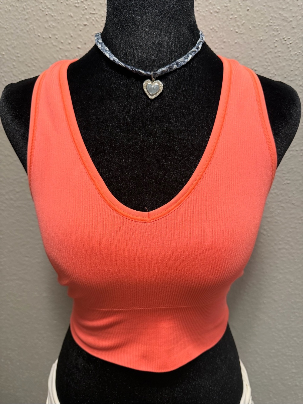 Athleta Coral Ribbed Aurora Crop Tank